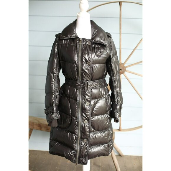 NWOT Burberry Brit Goose Down Polyamide Belted Coat Size Medium $1450
